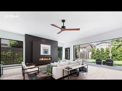 52 इंच ठोस लकड़ी का सीलिंग फैन, लिविंग रूम और बेडरूम के उपयोग के लिए शांत डीसी मोटर आधुनिक डिज़ाइन