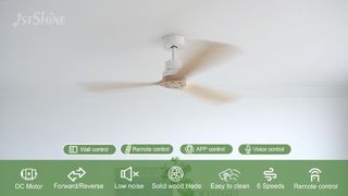 डीसी मोटर के साथ आधुनिक 52 इंच सॉलिड वुड सीलिंग फैन