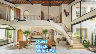 52 इंच ब्लैक वुड सीलिंग फैन शांत डीसी मोटर
