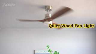 प्रकाश के साथ शांत लकड़ी का छत पंखा