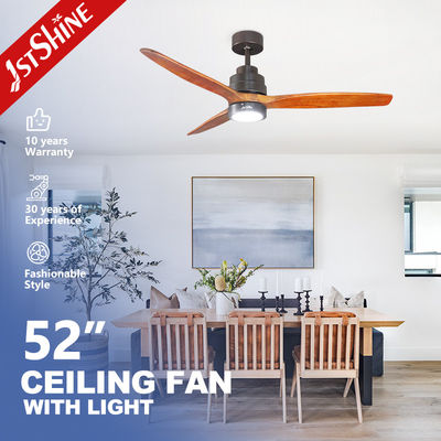 खरीदें 110-240V/50Hz-60Hz 10 52 Inch Wood Blades Ceiling Fan with LED Lights Remote Control ऑनलाइन निर्माण
