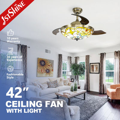 Midcentury Design 1stshine LED Ceiling Fan Remote Control and Hidden Blades 10 Year Motor