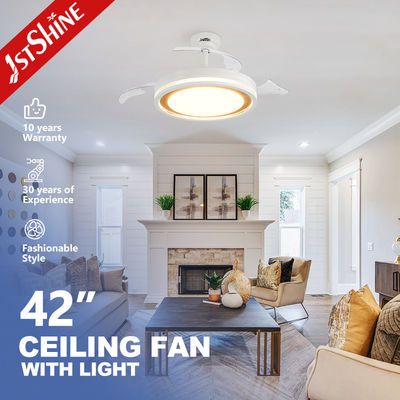 अच्छी कीमत सफेद रंग में छिपे हुए ब्लेड और पीसी ब्लेड के साथ स्टैंडर्ड विंड मॉडर्न स्टाइल एलईडी सीलिंग फैन ऑनलाइन