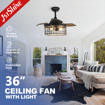 अच्छी कीमत एलईडी लाइट सोर्स 36 इंच के छत पंखे के साथ खींचने योग्य ब्लेड और 100% तांबा मोटर ऑनलाइन