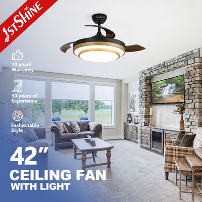 आधुनिक स्थानों के लिए एलईडी लाइट और रिमोट कंट्रोल के साथ 42 इंच का retractable Ceiling Fan